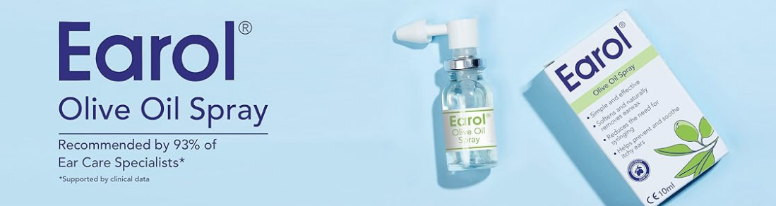 a bottle of Earol olive oil spray on a blue background