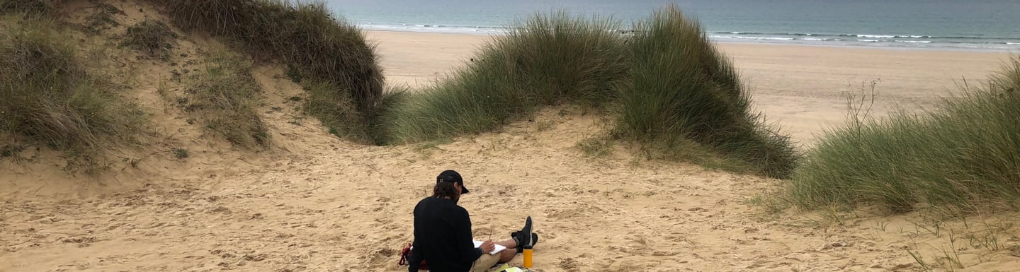 Painting at Godrevy in the sand dunes