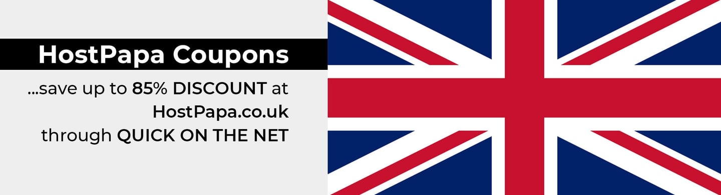 HostPapa UK Promotional Text and British Flag