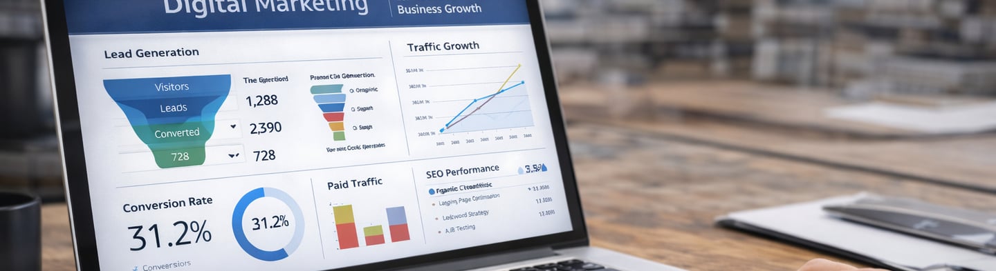 Digital marketing lead generation strategy using data analytics, traffic optimization, and conversio