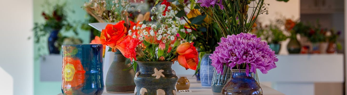 Flowers in vases on a table