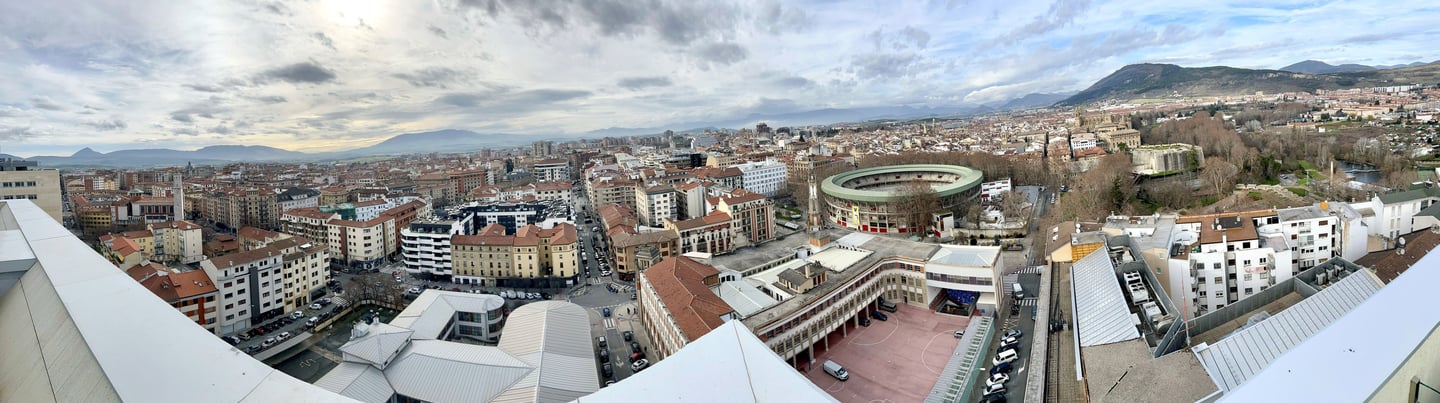 panoramic skyline view from the rooftop