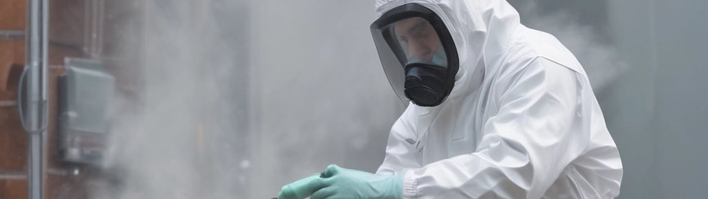 a person in a white suit and a mask on