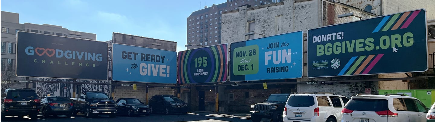 5 billboards with the GoodGiving Challenge