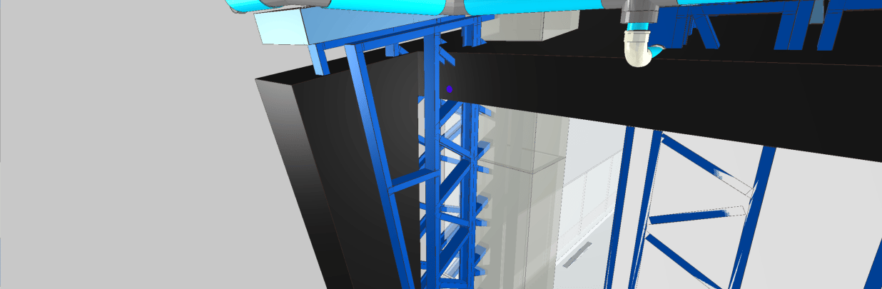 Detalhe de projeto técnico mostrando incompatibilidade entre parede de steel frame e instalações com