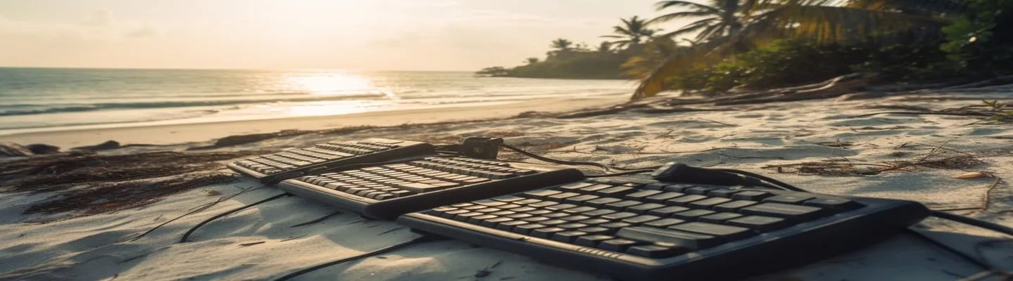 a keyboard and a keyboard on a beach