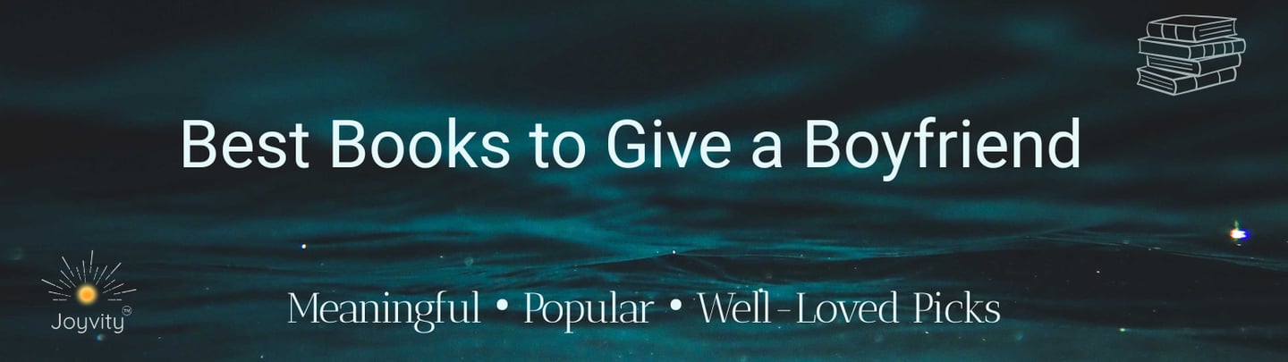 Blog banner with a deep teal water background and white text reading ‘Best Books to Give a Boyfriend