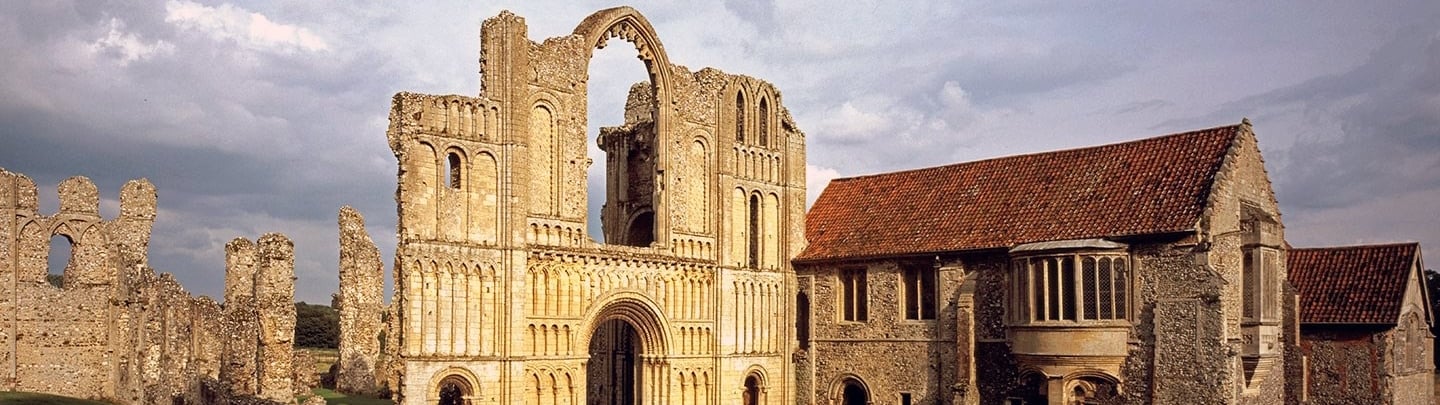 Ruins of west end and abbots house of Castle Acre Priory