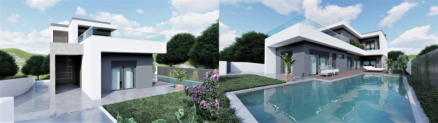 Projeto para moradia em Sintra. Imagens do modelo tridimensional da Arquitetura.