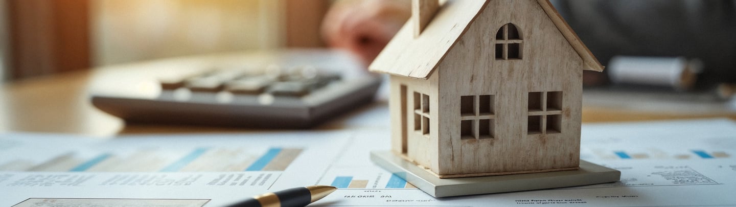 advogado fazendo cálculos imobiliários com caneta e calculadora