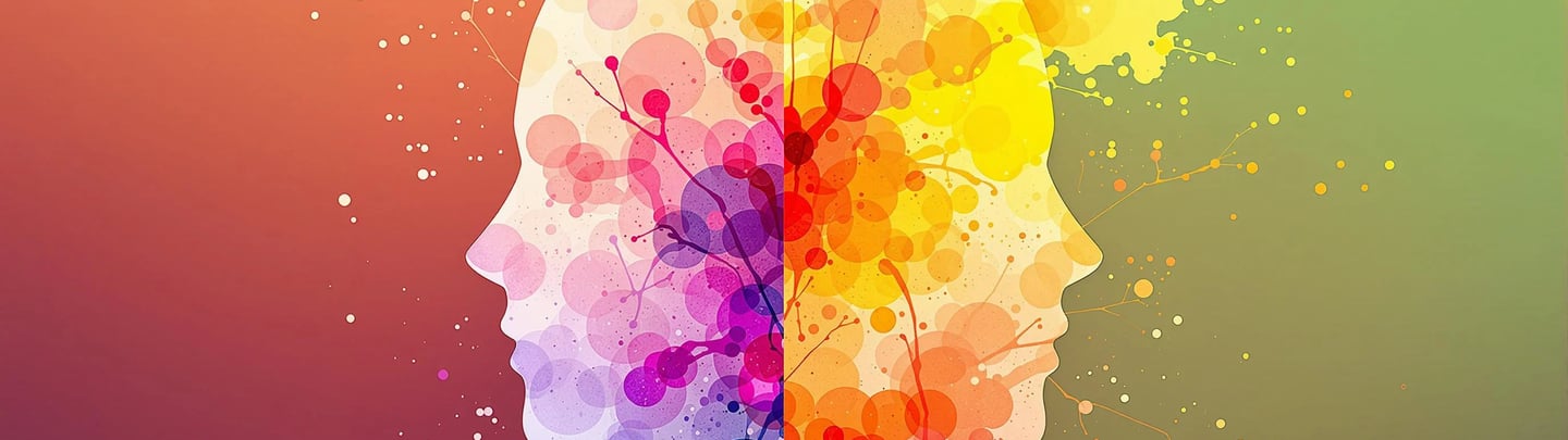 a painting of two faces representing moving energy inside and outside the body