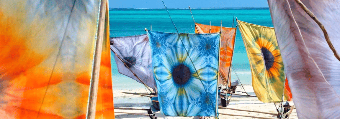 a beach with a bunch of colorful tie dye dye dye dye dye dye dye dye