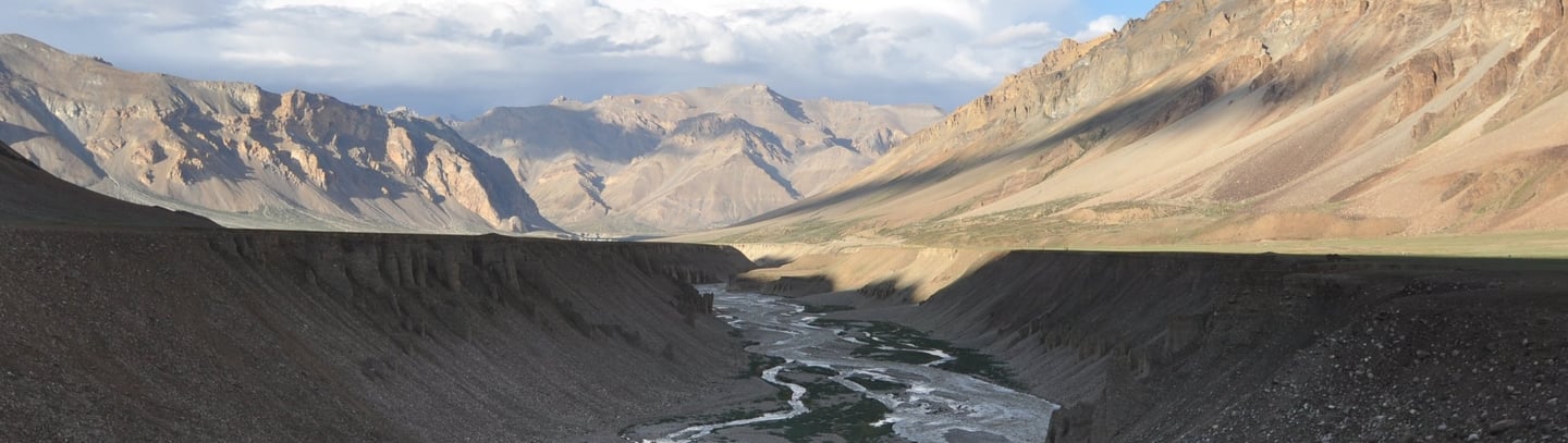Sarchu plain along the  Leh to Manali highway over the great Himalayan range, Ladakh, India 