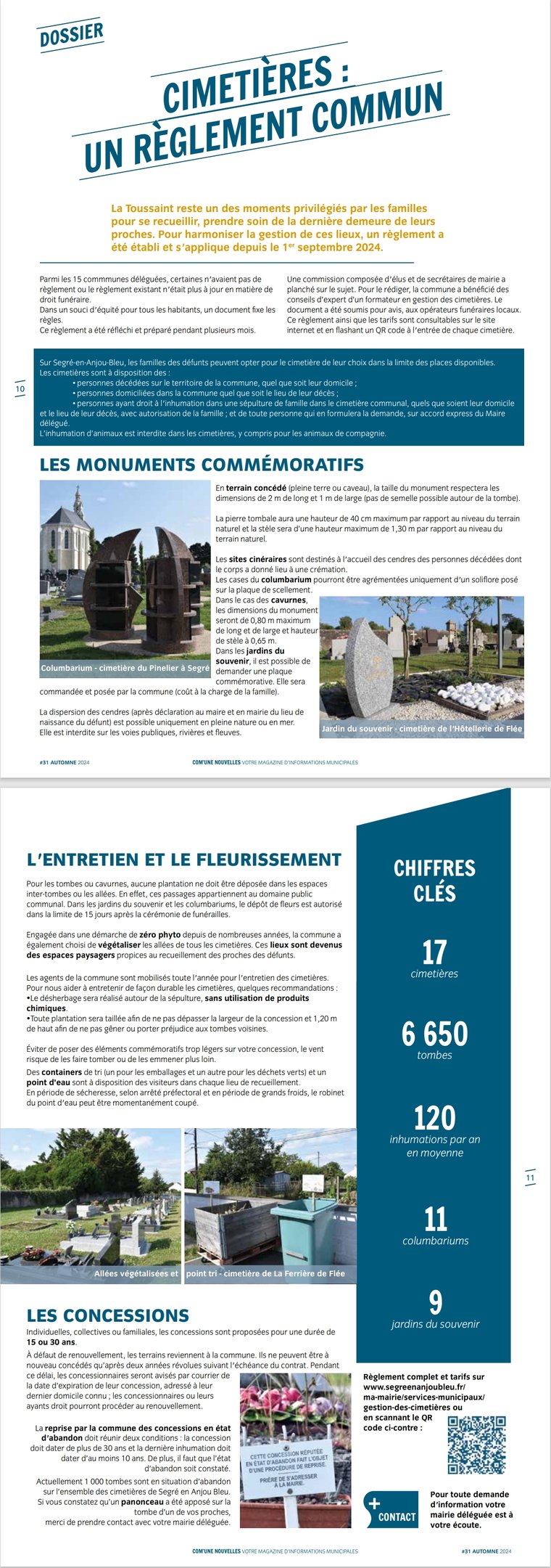 nouveau réglement commun pour les 15 cimetieres de la communauté de communes de Segré en Anjou 49500