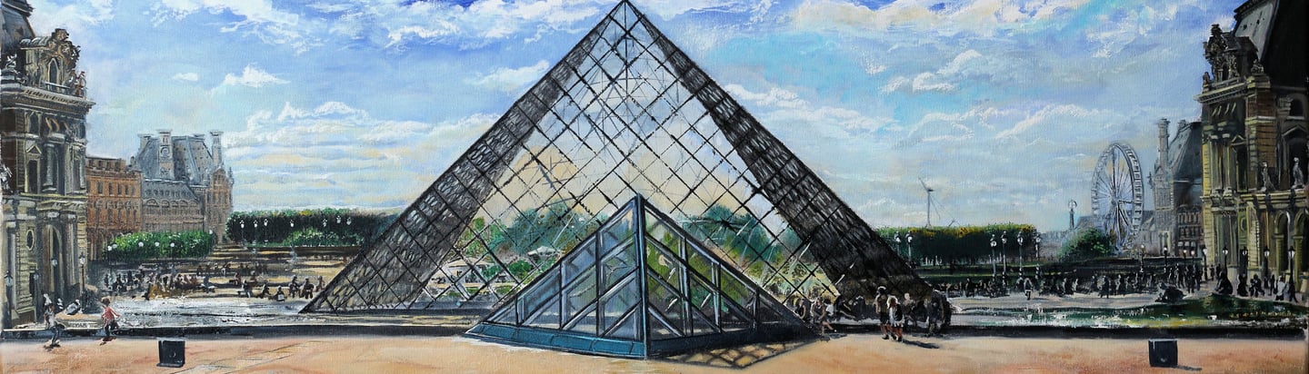 Pyramid at The Louvre, Paris Oil Painting