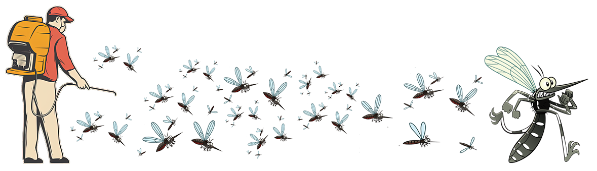 A technician specializing in tiger mosquitoes sprays an outdoor area.