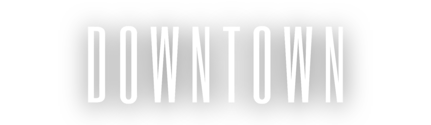 Minimalist black and white downtown wordmark logo featuring tall condensed typography.