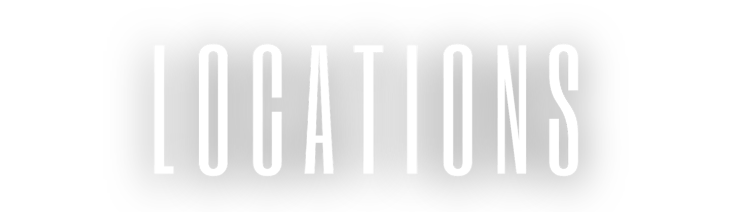 White text reading LOCATIONS in a tall, narrow font centered on a black background.