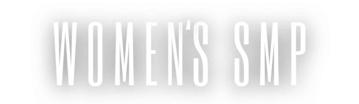 Modern white text logo for Women's SMP scalp micropigmentation services on a black background.