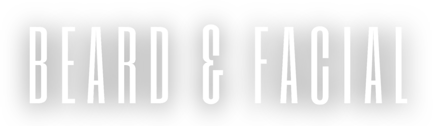 Minimalist black and white logo text for professional beard and facial grooming services.