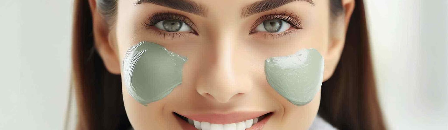 a woman with a facial cream on her face