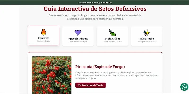 Guía interactiva para seleccionar el seto perfecto para jardines en la zona oeste de Madrid.