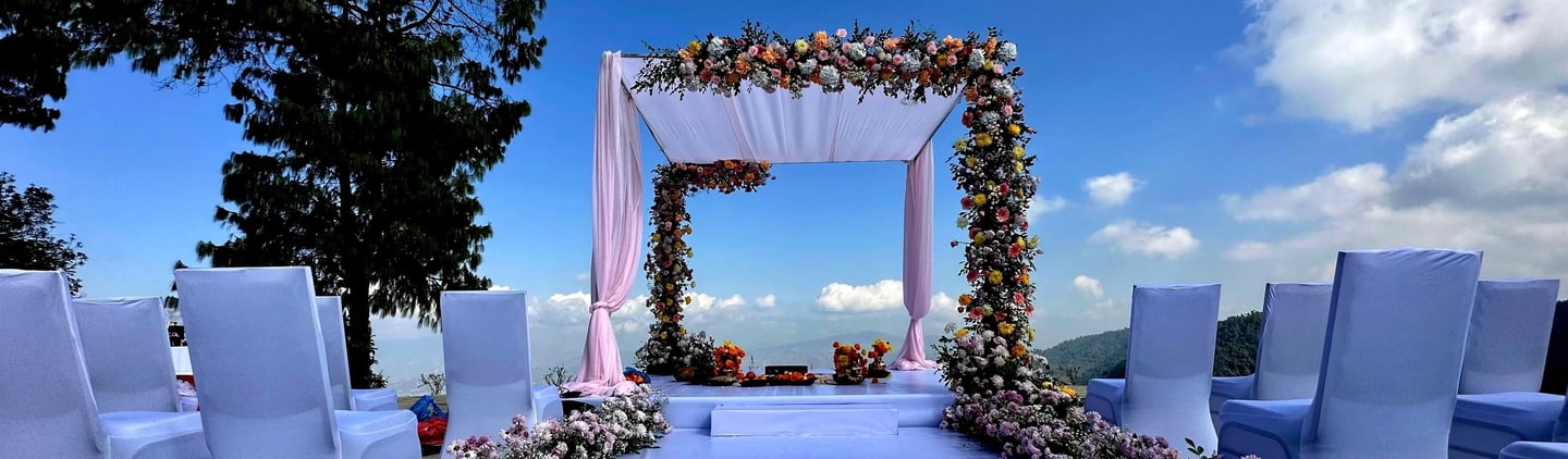 Stage setup for wedding destination wedding in Pokhara