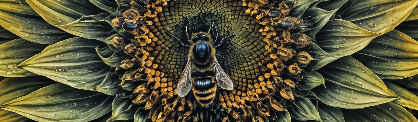 A honey bee in a sunflower