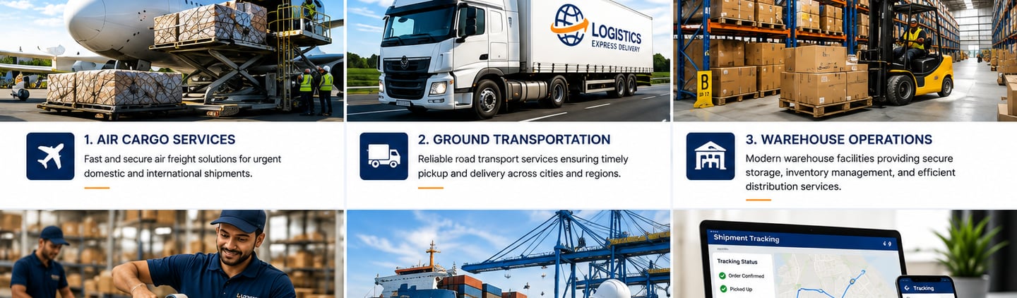 We provide comprehensive logistics and transportation solutions worldwide, including air cargo, grou