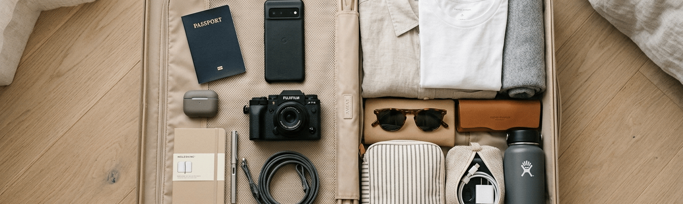 itens essenciais viagem internacional mala organizada passaporte acessórios