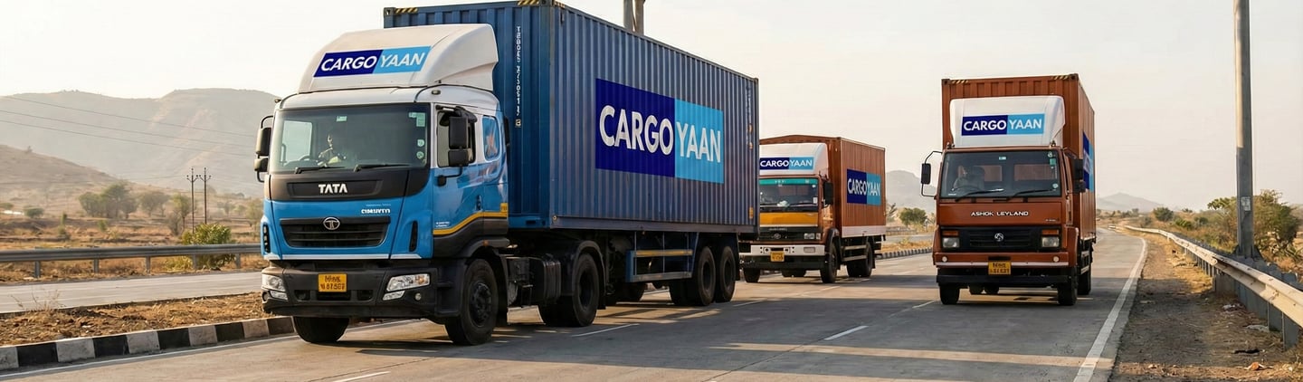 Cargo truck driving on national highway transporting goods from Gurgaon to Mumbai