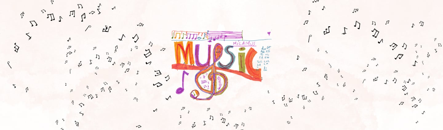 a drawing of music notes