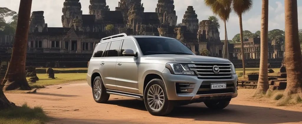 a silver suv parked on a dirt road