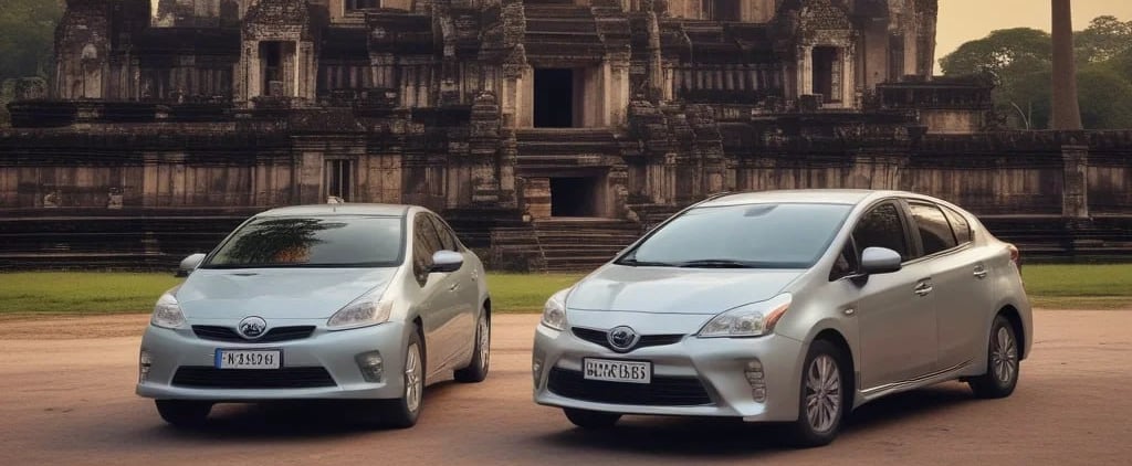2 cars taxi of Siem reap airport to Angkor wat temples