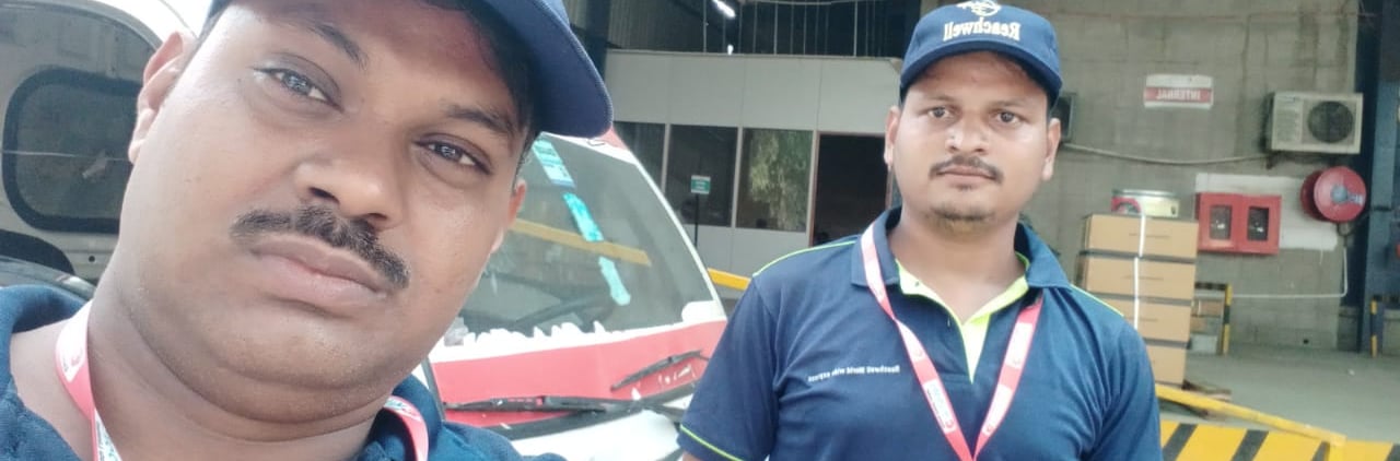 Air cargo service freight forwarder cargo persons in blue uniform 