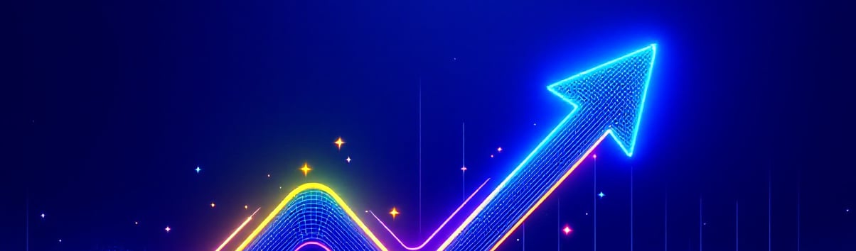 Illustration of an arrow and ascending graph symbolizing progress and business growth.