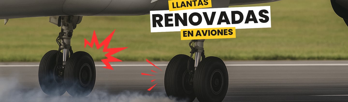 IMAGEN DE UN AVION ATERRISANDO CON LLANTAS RENOVADAS