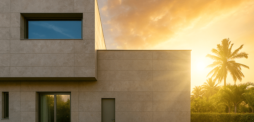 Porcelanato rectificado en fachada de Zeramiq, Caracas.