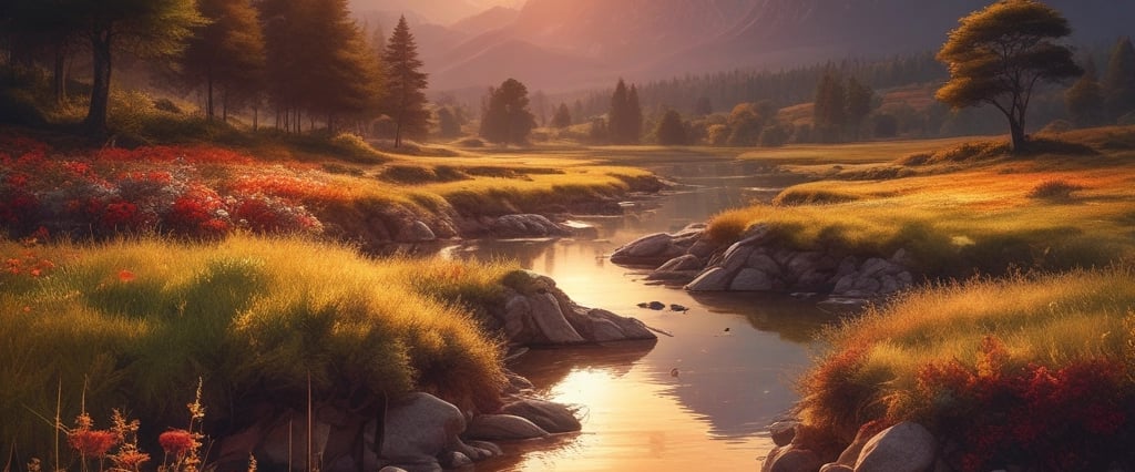 A vibrant digital painting showcasing a colorful abstract landscape, representing the creative spirit of manalartpro.