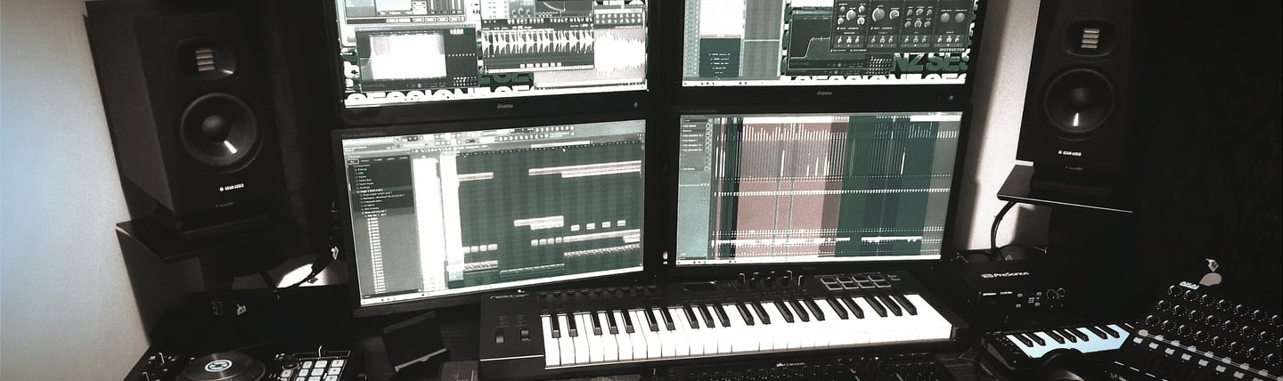 A home studio used for audio editing