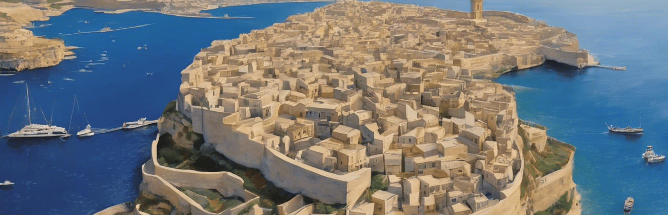 a painting of Birgu the 3 cities