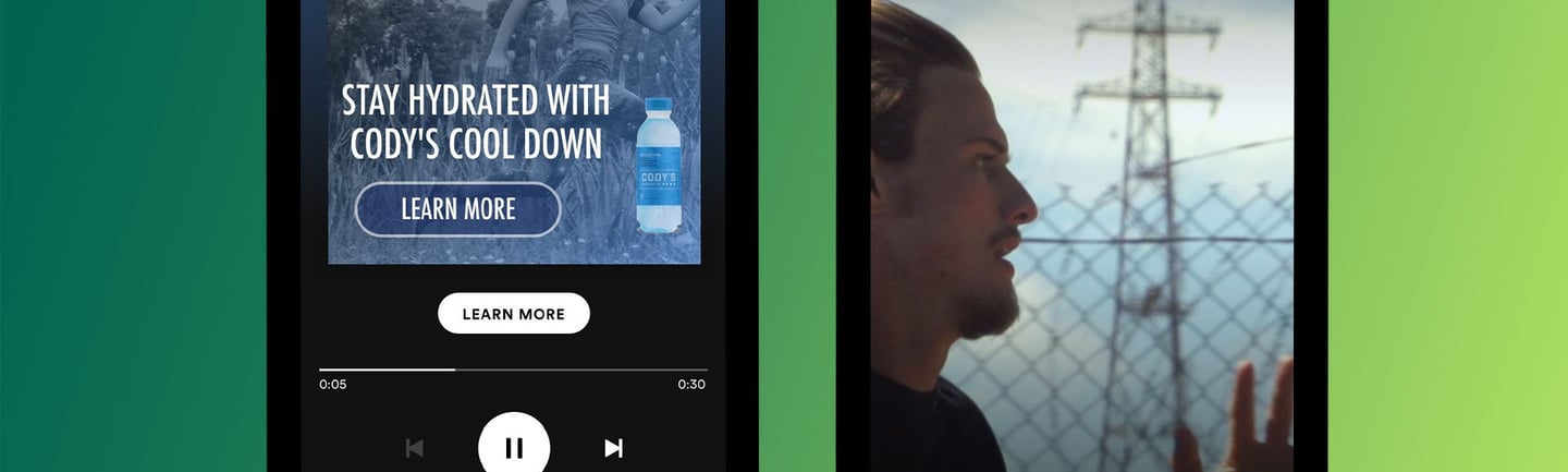 A 30-second ad on Spotify, that is displayed in-between songs and Freemium users cannot skip it.