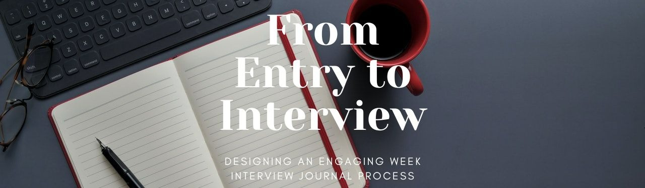 an empty paper journal infront of a PC representing the development of a digital journal process
