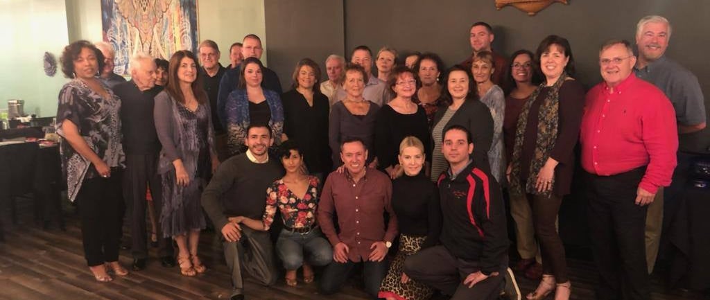 Mekhael Srour and Martha Slater with their students social dancing gathering