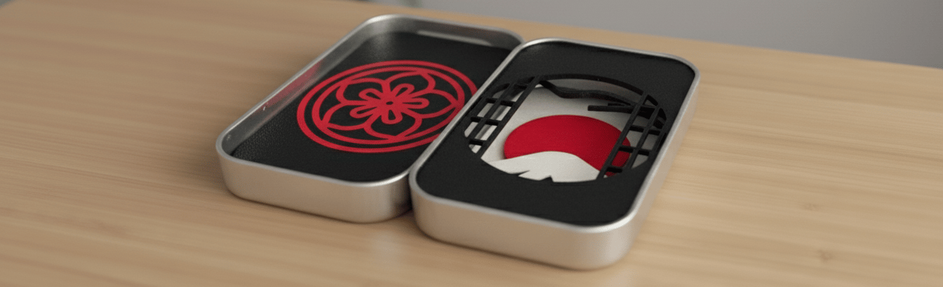 Imagen de una caja estilo japonés impresa en 3D. 