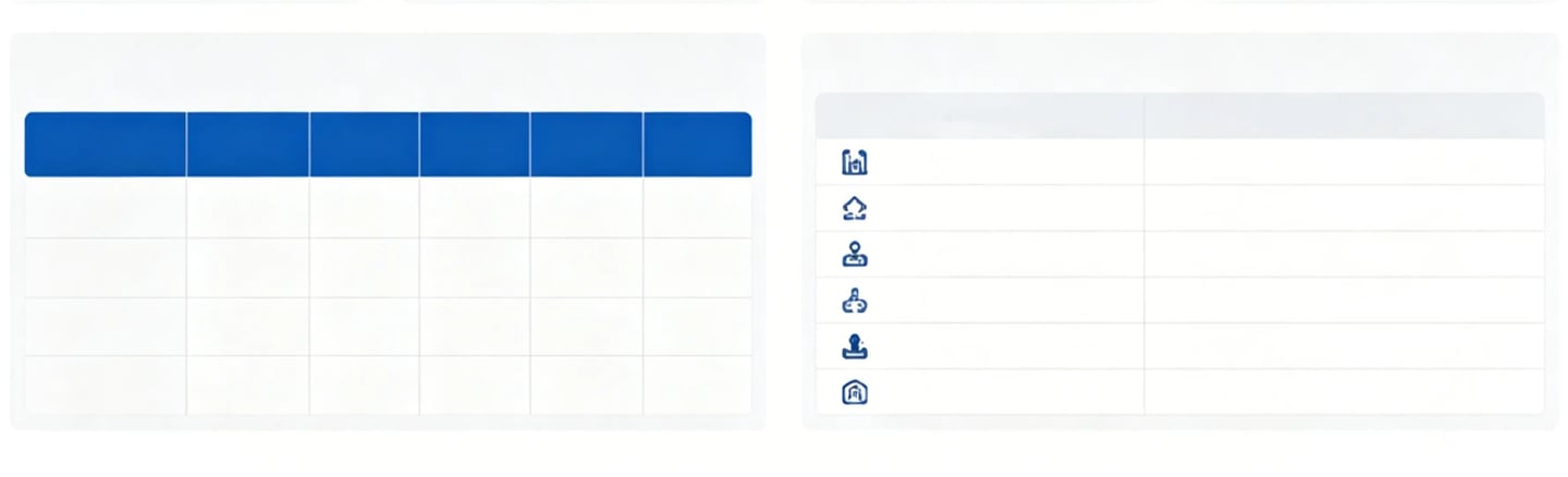 Material Comparison Table