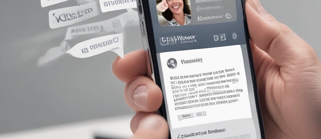 A smartphone is being held in a hand against a background of corn plants. The phone display shows a webpage with text promoting business services, featuring a call-to-action button and the phrase 'Now is the time, you start getting more business online!'