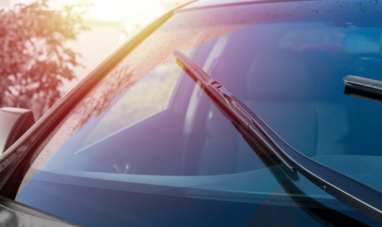 windshield reflecting sunset