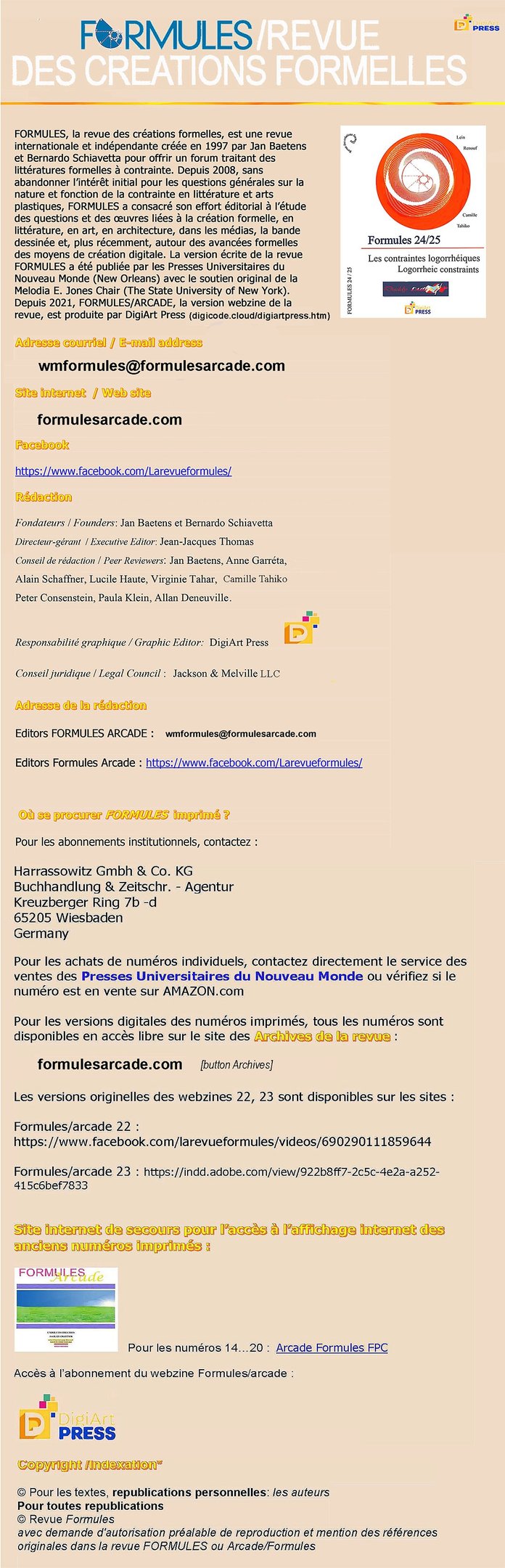 FORMULES Arcade Contacts