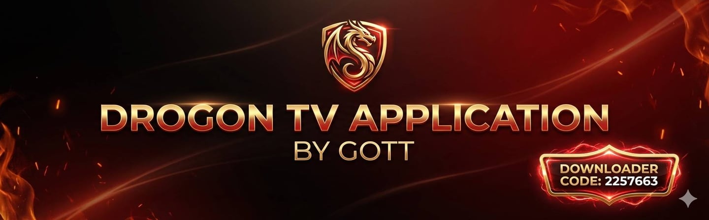 NUFU tv Application banner by GOTT with downloader code 2257663 and a gold dragon logo.